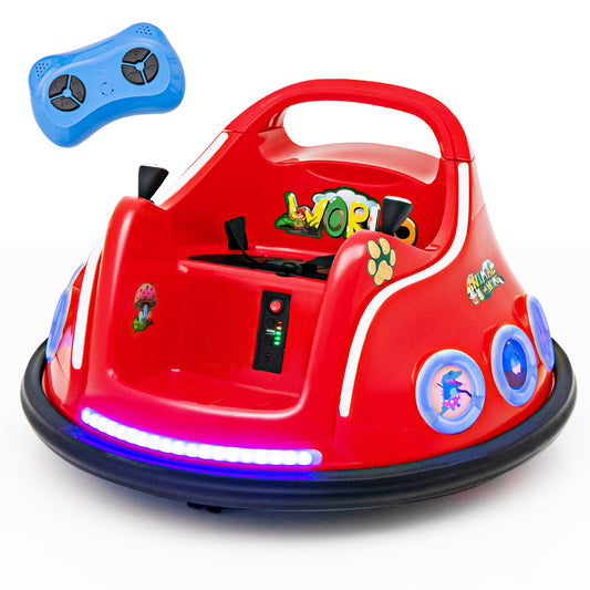 Infans 12V Kids Ride on Bumper Car Remote Control w/ Flashing LED Light & Music Red
