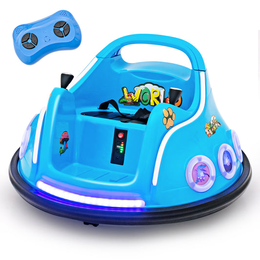 Infans 12V Kids Ride on Bumper Car Remote Control w/ Flashing LED Light & Music Navy
