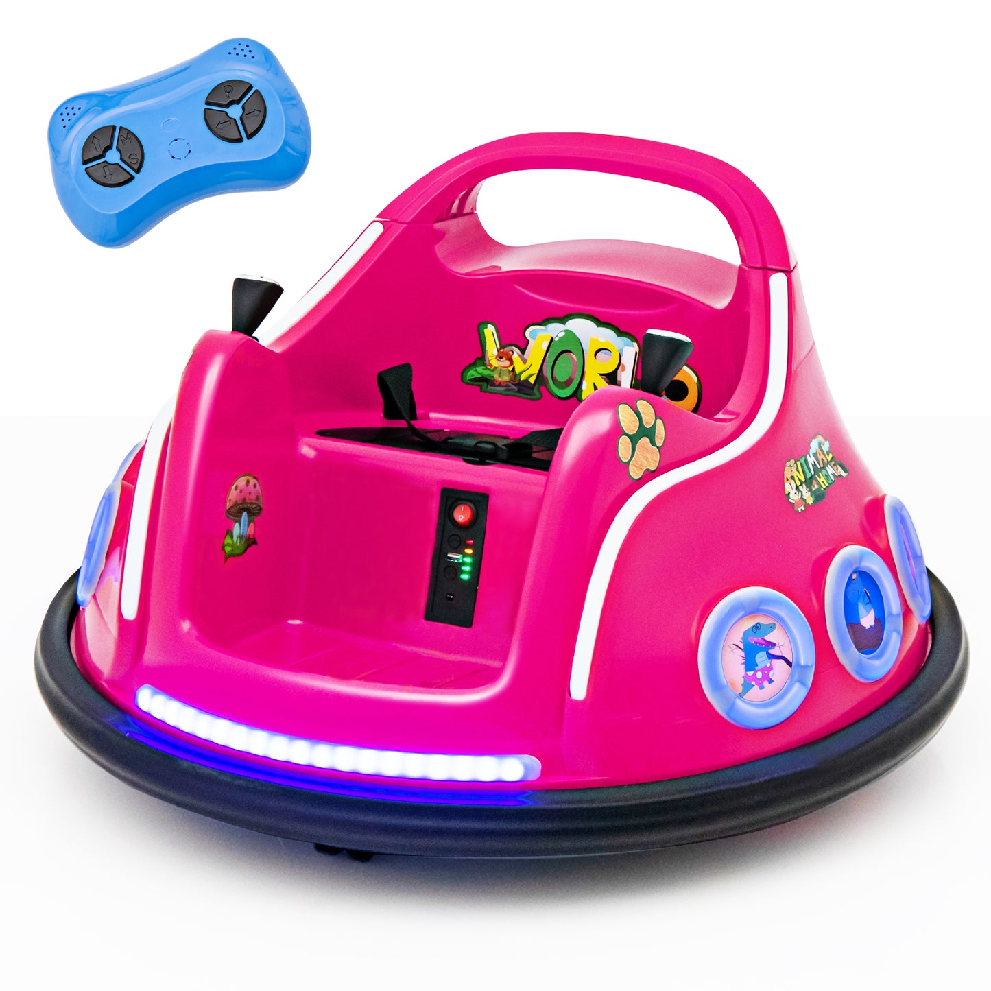 Infans 12V Kids Ride on Bumper Car Remote Control w/ Flashing LED Light & Music Pink