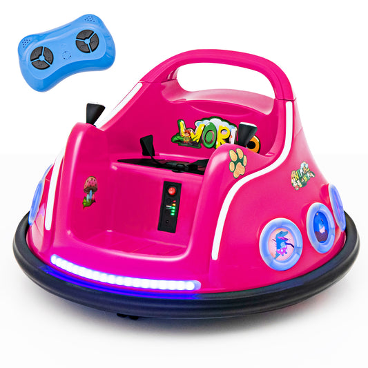 Infans 12V Kids Ride on Bumper Car Remote Control w/ Flashing LED Light & Music Pink