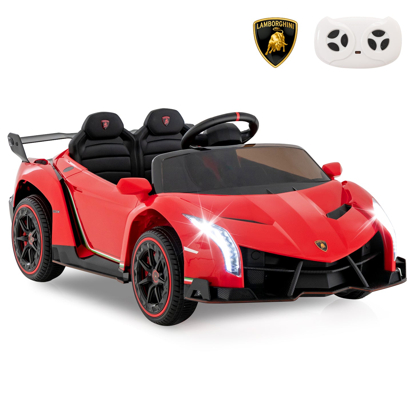 Infans Licensed Lamborghini 4WD Kids Ride-on Sports Car 12V Battery Powered w/ 3 SpeedsRed