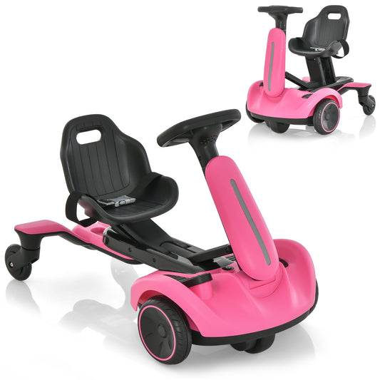 Infans 6V Kids Ride On Drift Car Electric Drifting Go Kart for Kids w/ 360?? Spin Pink