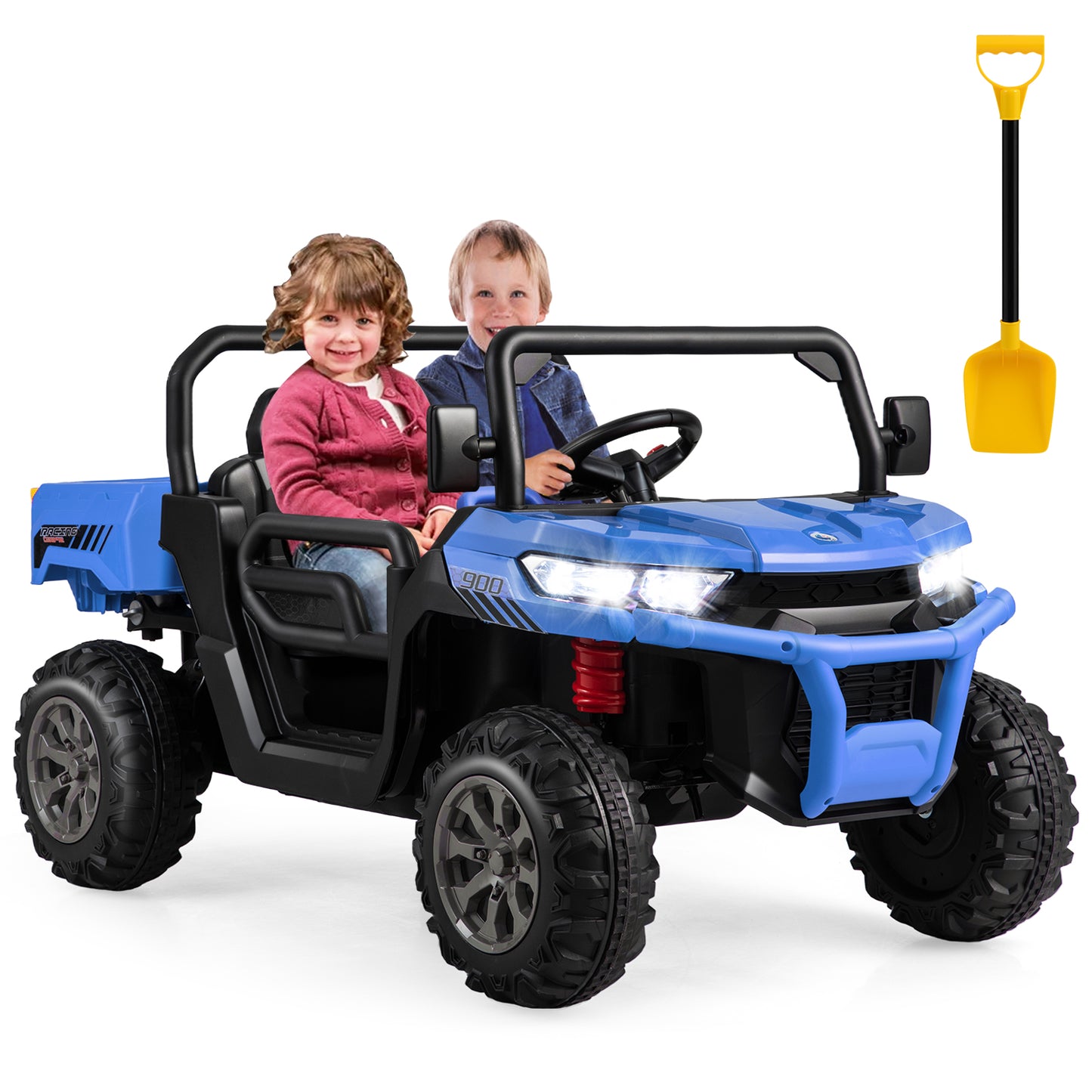 Infans 24V Kids Ride On Dump Truck 2-Seater Electric Truck w/ Remote Control Blue