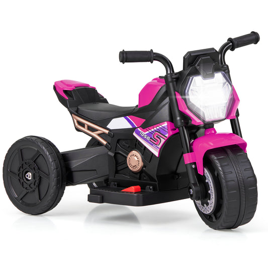 Infans 2-in-1 Kids Electric Motorcycle w/Detachable Training Wheels Headlight & HornPink