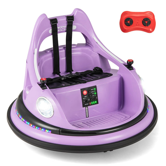 Infans 12V Kids Electric Ride On Bumper Car Battery Powered Bumper Car w/Remote ControlPurple