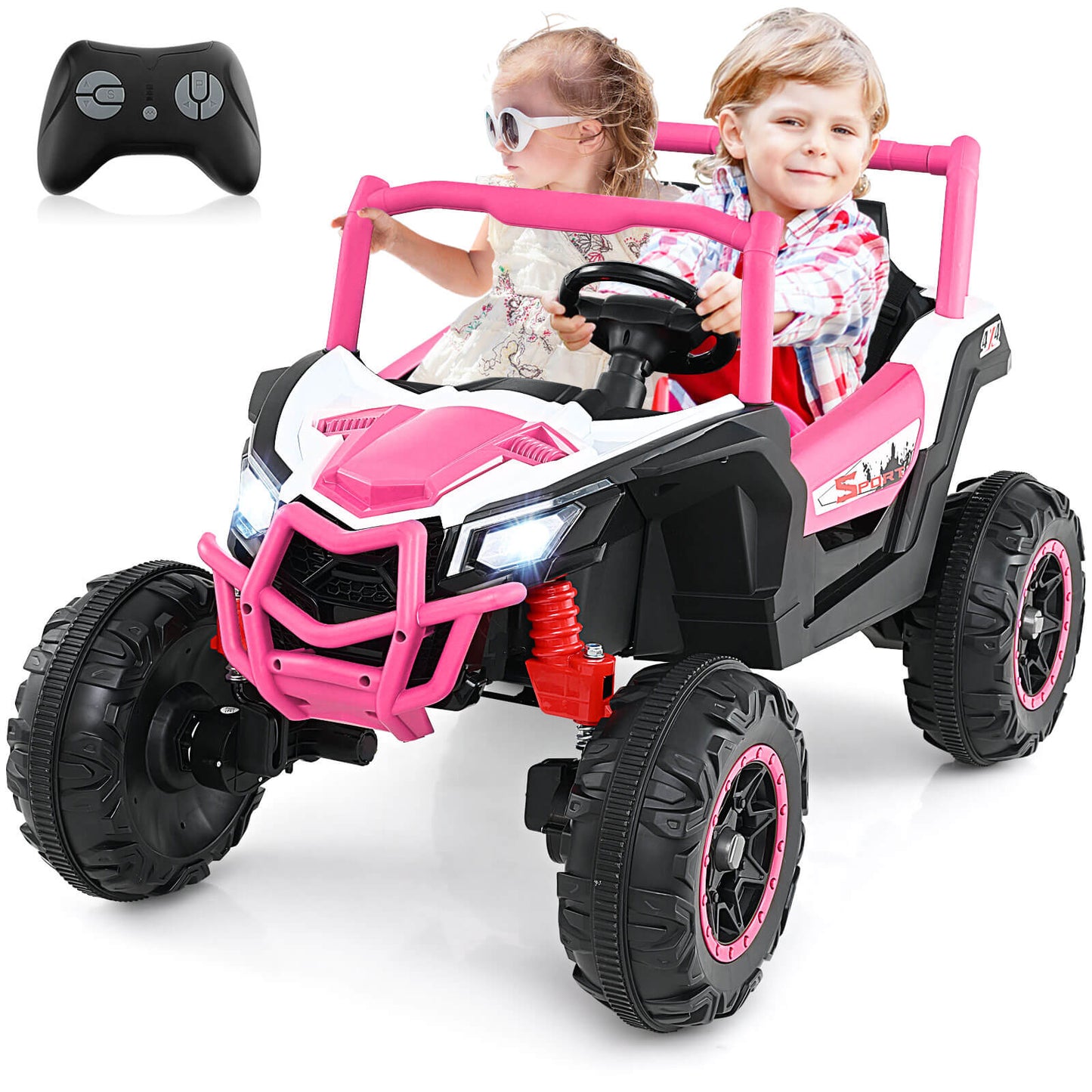 Infans 24V Kids Ride on UTV w/ 4 x 100W Powerful Engine Remote Control High/Low SpeedPink,Black