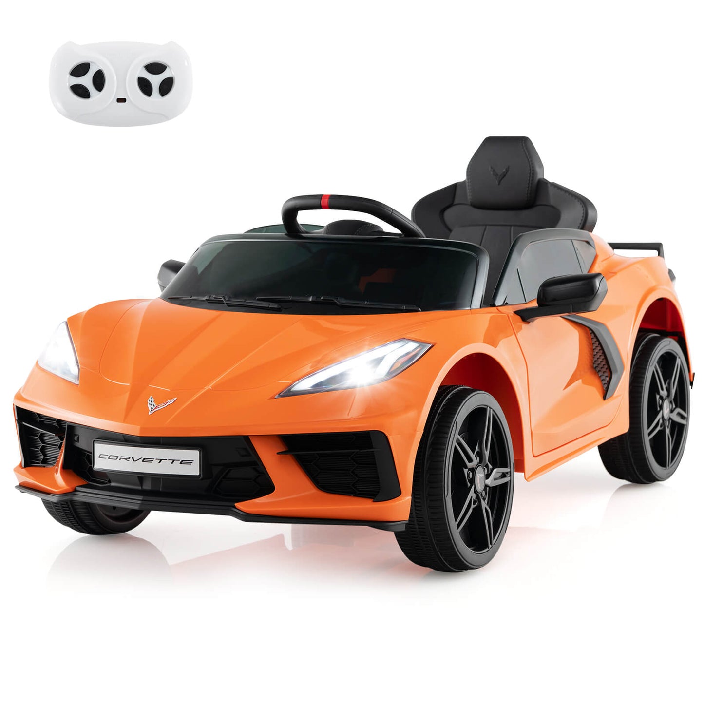 Infans 12V Electric Kids Ride On Car with Remote Control Wireless Connection LightsOrange