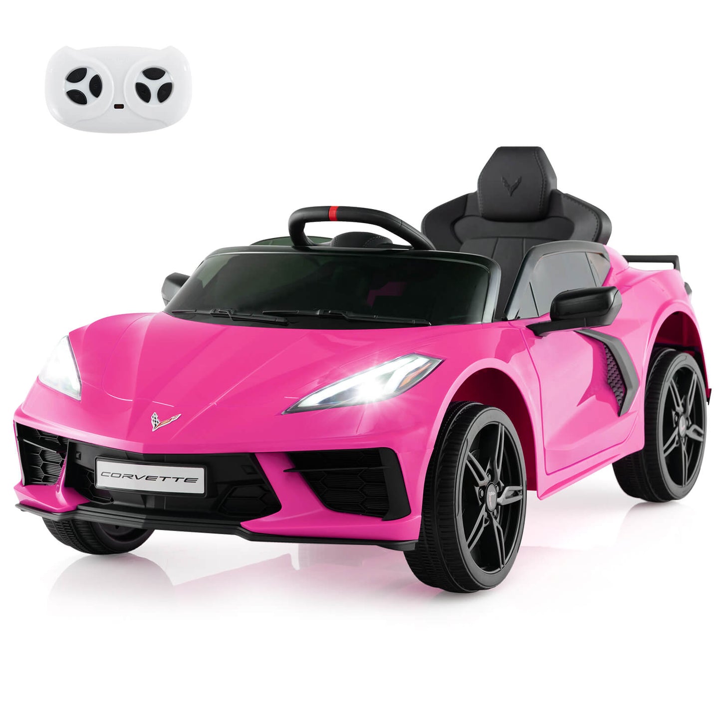 Infans 12V Electric Kids Ride On Car with Remote Control Wireless Connection LightsPink