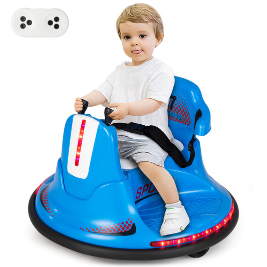 Infans 12V Bumper Car for Kids Toddlers Electric Ride On Car Vehicle w/ 360?? Spin Blue