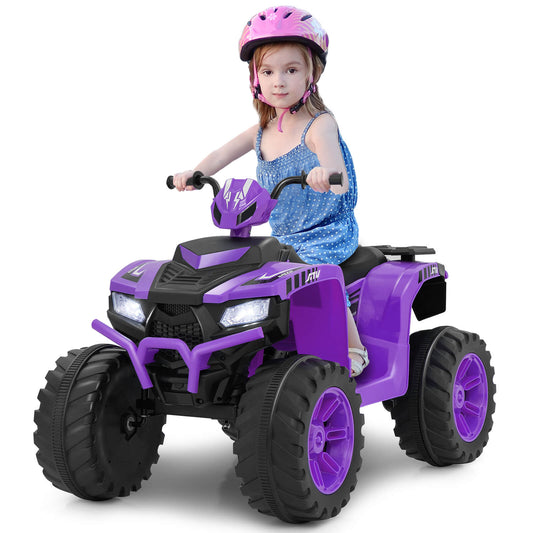 Infans 24V Kids Ride-On Electric ATV 4-Wheeler Quad Car with Wireless ConnectionPurple