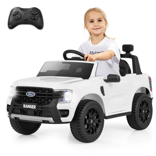 Infans 12V Licensed Ford Ranger Kids Ride on Car with Remote Control Storage BasketWhite