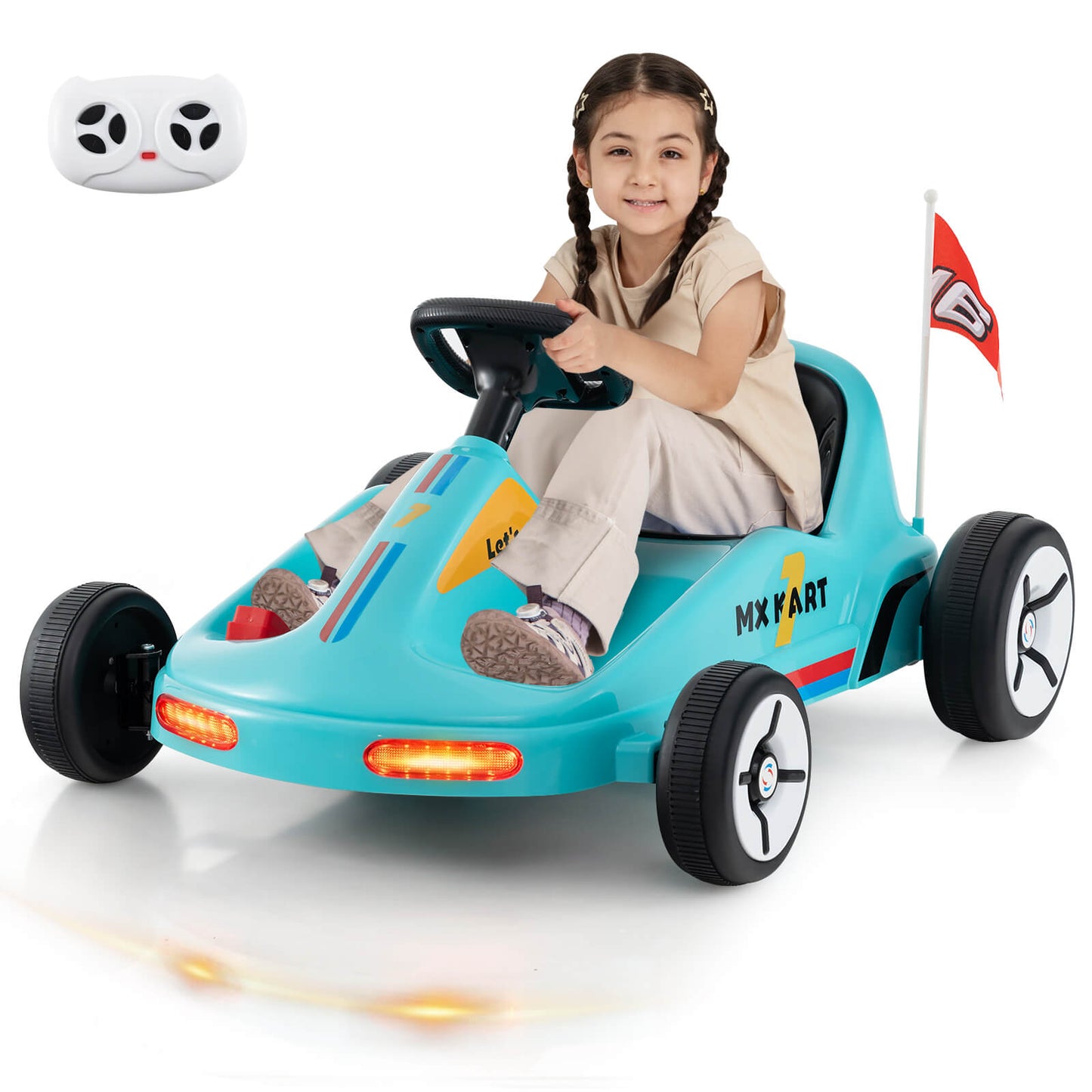Infans 12V Kids Electric Go Kart 7AH Battery Powered Ride on Race Toy w/ Remote ControlBlue