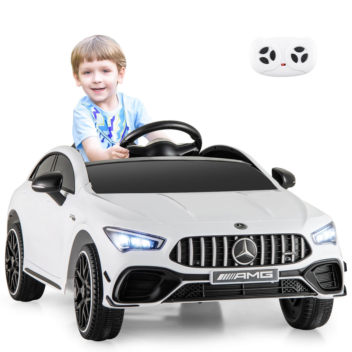 Infans 12V Kids Ride on Car w/Remote Rocking Function Transport Wheels Lights & MusicWhite
