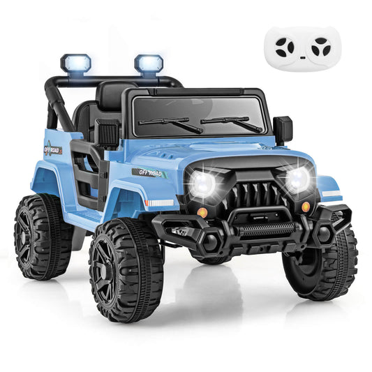 Infans 12V Kids Ride on Truck Car w/Remote Control, Threaded Wheels 3 Speeds LED Lights
