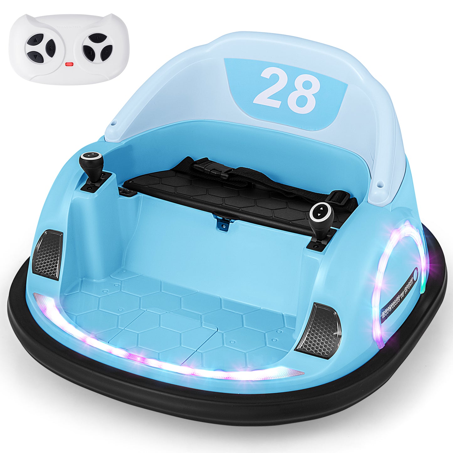Infans 12V Electric 360?? Spin Car Toy Ride on Bumper Car for Toddlers w/ Remote ControlLight Blue