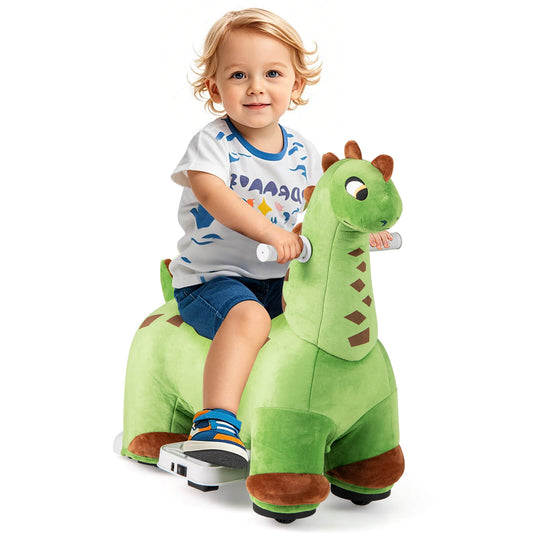 Infans 6V Kids Ride on Dinosaur with Padded Sea Foot Pedal Music Forward & Wheels
