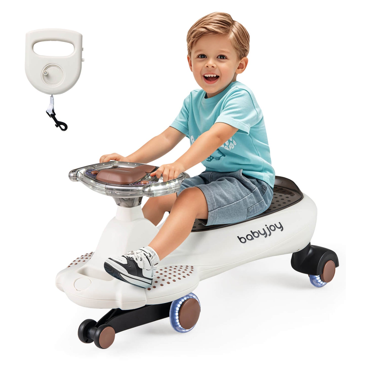 Infans Wiggle Car with Hauling Rope Ride on Toy with Under-Seat Storage & Swing Car