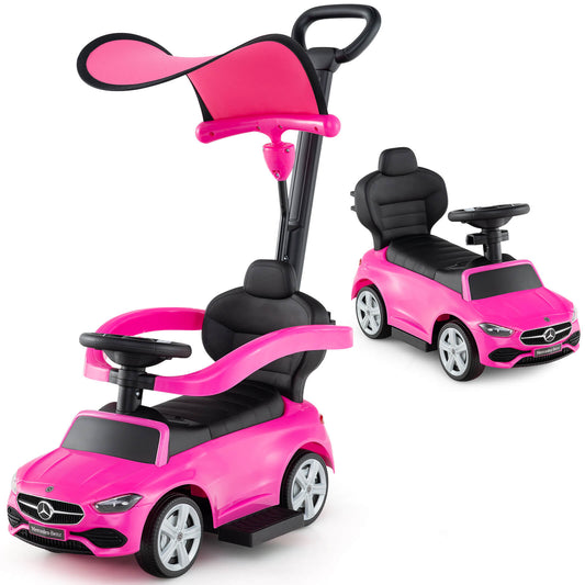 Infans 3-in-1 Toddler Push Car w/Adjustable Canopy Under Seat Storage Realistic SoundsPink