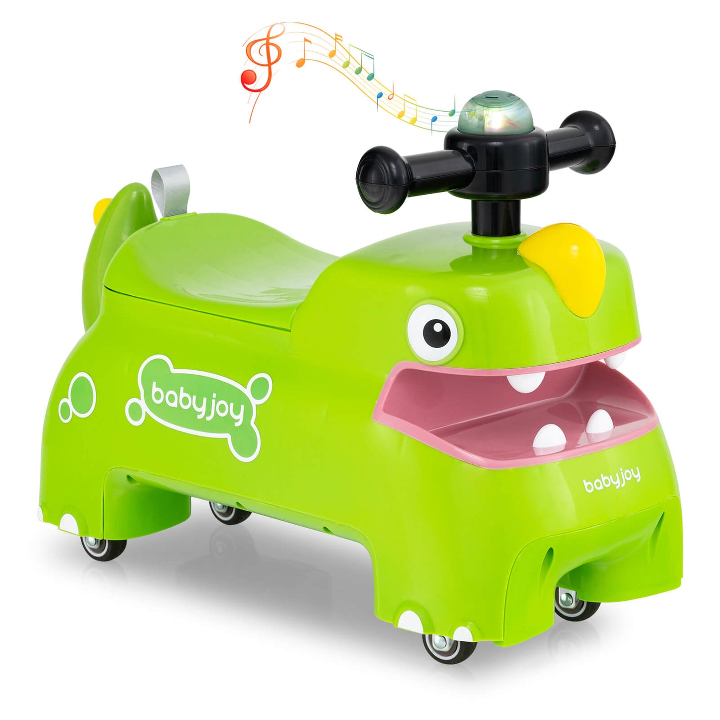 Infans Ride on Toy Baby Dinosaur Sliding Car with4 Universal Casters Under-Seat StorageGreen