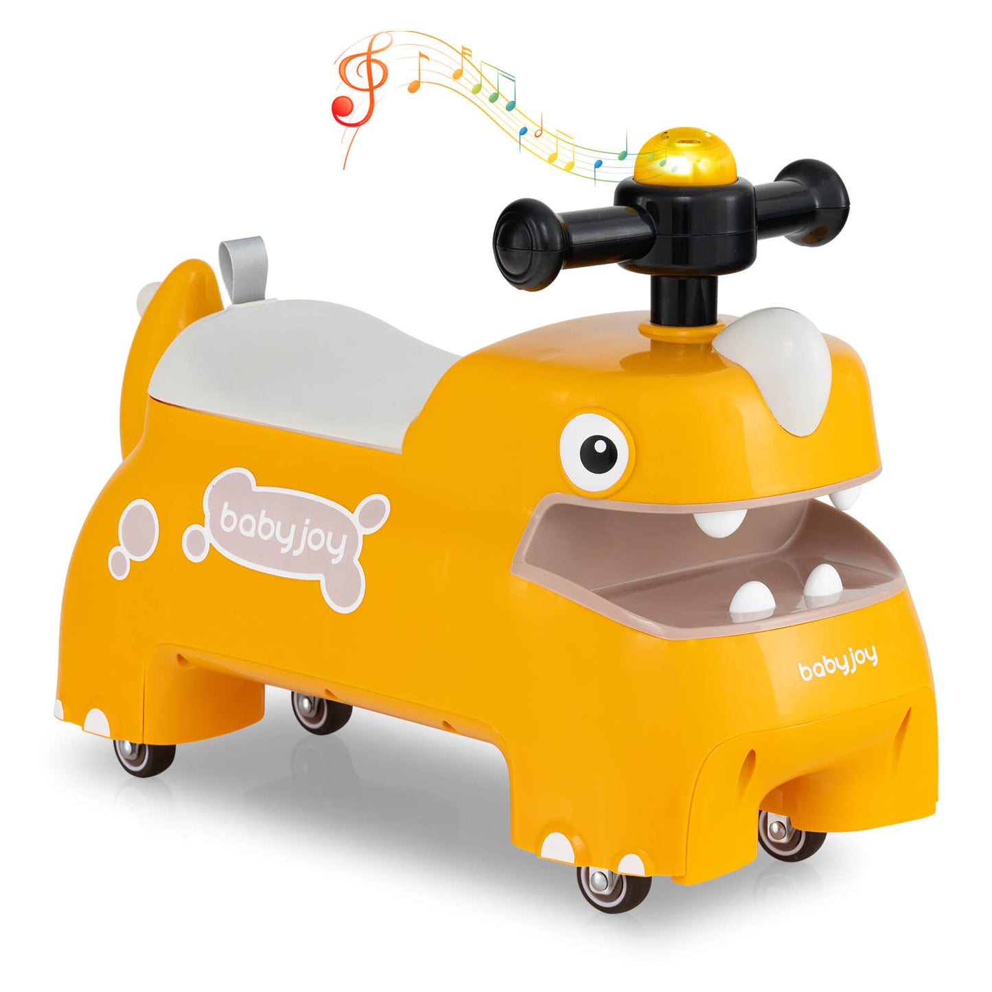 Infans Ride on Toy Baby Dinosaur Sliding Car with4 Universal Casters Under-Seat StorageYellow