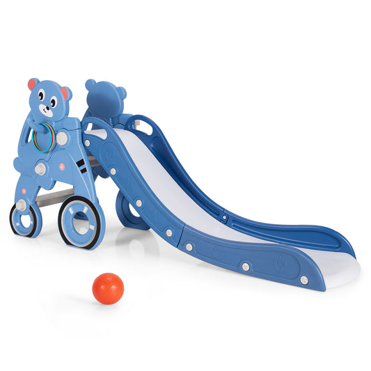 Infans 4 in 1 Foldable Baby Slide Toddler Climber Slide PlaySet w/ Ball Blue