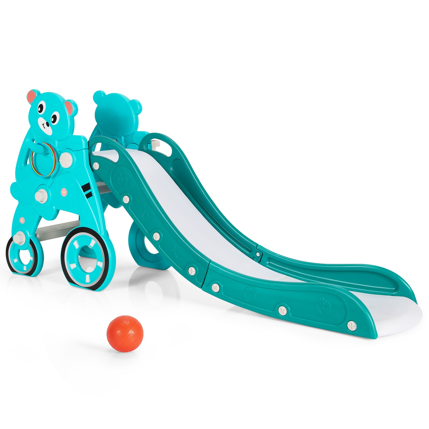 Infans 4 in 1 Foldable Baby Slide Toddler Climber Slide PlaySet w/ Ball Green