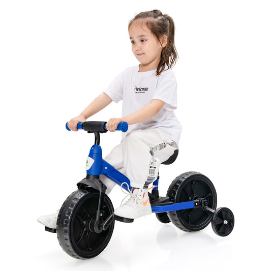 Infans 4-in-1 Kids Training Bike Toddler Tricycle w/ Training Wheels & Pedals Blue