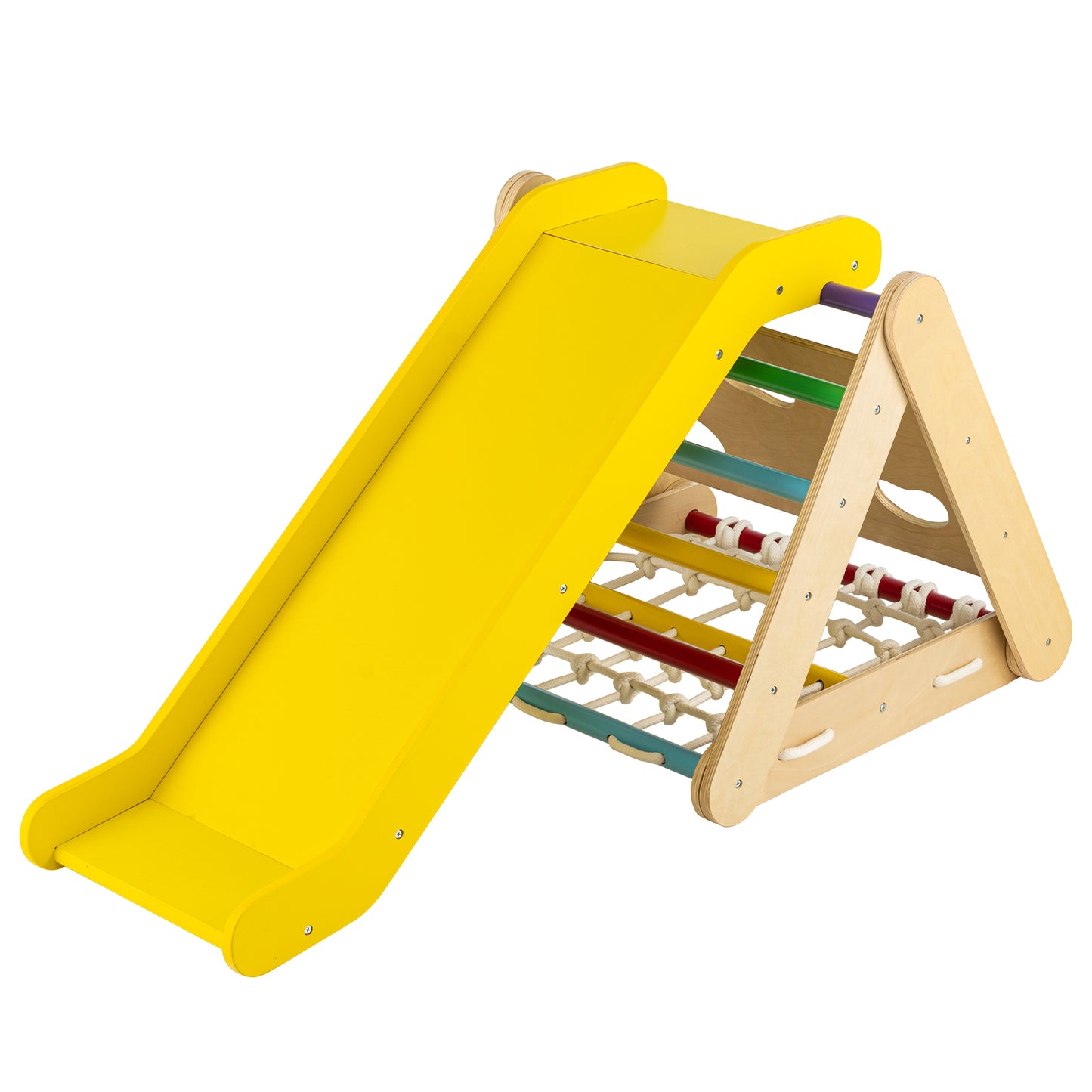 Infans 4 in 1 Wooden Climbing Triangle Set Triangle Climber w/Ramp Multi-color