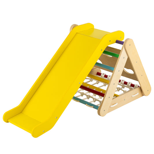 Infans 4 in 1 Wooden Climbing Triangle Set Triangle Climber w/Ramp Multi-color