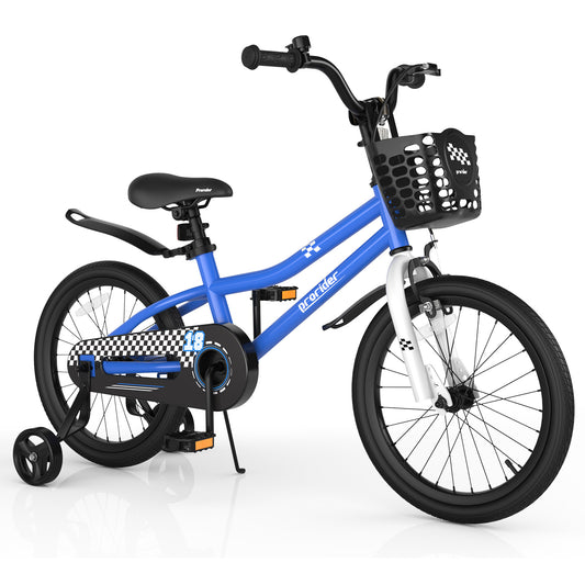 Infans 18 inch Kid?¡¥s Bike w/Removable Training Wheels & Basket for 4-8 Years Old Blue
