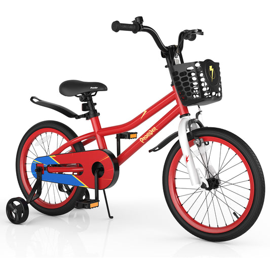 Infans 18 inch Kid?¡¥s Bike w/Removable Training Wheels & Basket for 4-8 Years Old Red