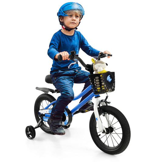Infans 14inch Kid?¡¥s Bike w/Removable Training Wheels & Basket for 3-5 Years Old BlueSkyblue