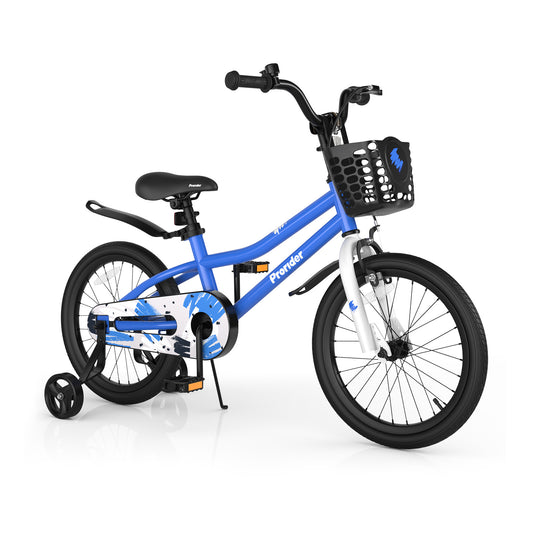 Infans 18inch Kid?¡¥s Bike w/Removable Training Wheels & Basket for 4-8 Years Old BlueSkyblue