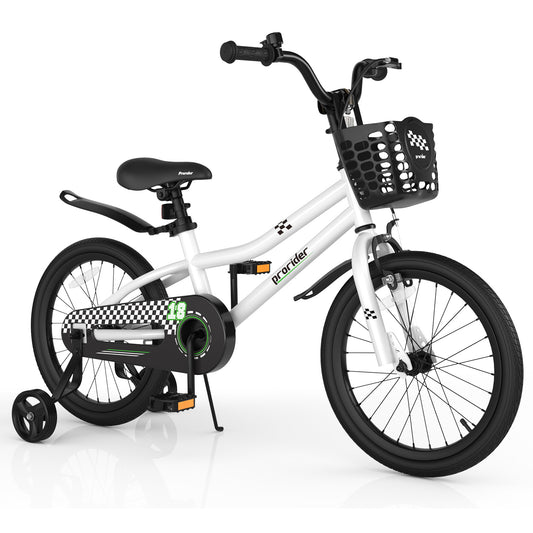 Infans 18inch Kid?¡¥s Bike w/Removable Training Wheels & Basket for 4-8 Years Old WhiteWhite