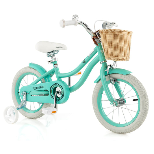 Infans 14inch Kid?¡¥s Bike with Training Wheels Adjustable Handlebar Seat Handbrake Green