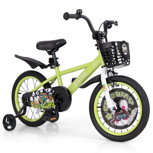 Infans 16inch Kid?¡¥s Bike for 4-7 with Height-Adjustable Handlebar & Saddle HandbrakeGreen