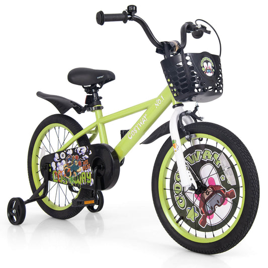 Infans 18inch Kid?¡¥s Bike for 4-8 with Height-Adjustable Handlebar & Saddle HandbrakeGreen
