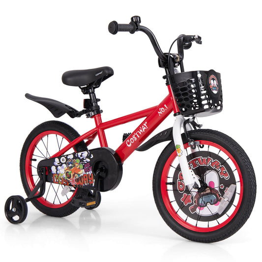 Infans 16inch Kid?¡¥s Bike for 4-7 with Height-Adjustable Handlebar & Saddle HandbrakeRed