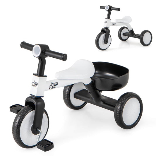 Infans 2-In-1 Kids Tricycle Auxiliary Balance Bike w/Detachable Pedals Toddler Tricycle