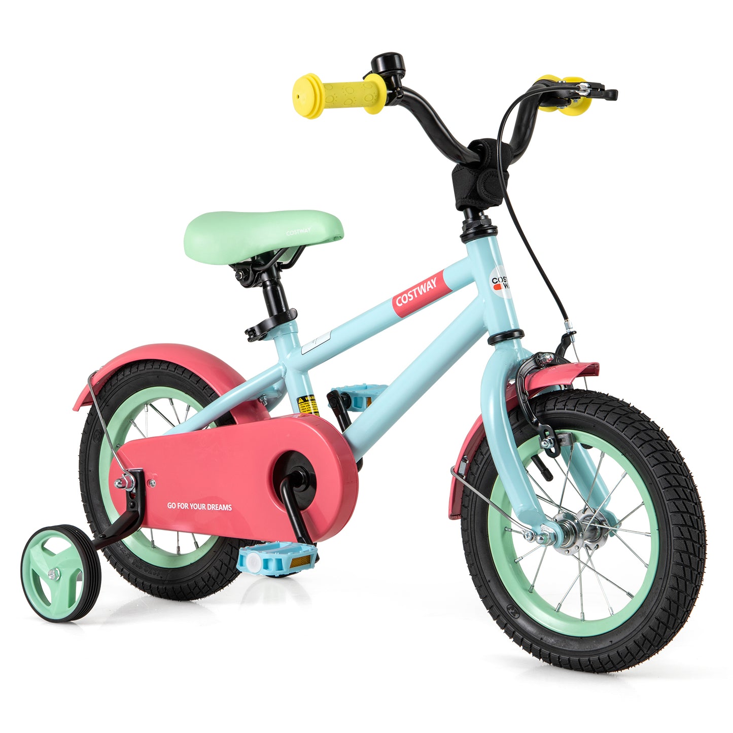 Infans 12inch Kids Bike w/Adjustable Saddle Handlebar Removable Training Wheels HandbrakeBlue+ Red