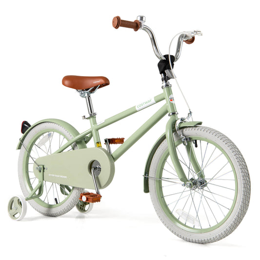 Infans 18 inch Kids Bike w/Adjustable Saddle Handlebar Removable Training Wheels Handbrake