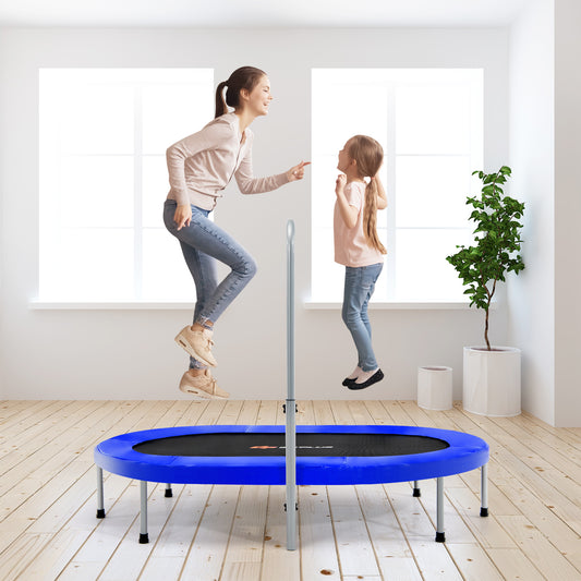 Infans 50 inch Trampoline for 2 People Foldable Rebouncer w/Adjustable Handrail Blue