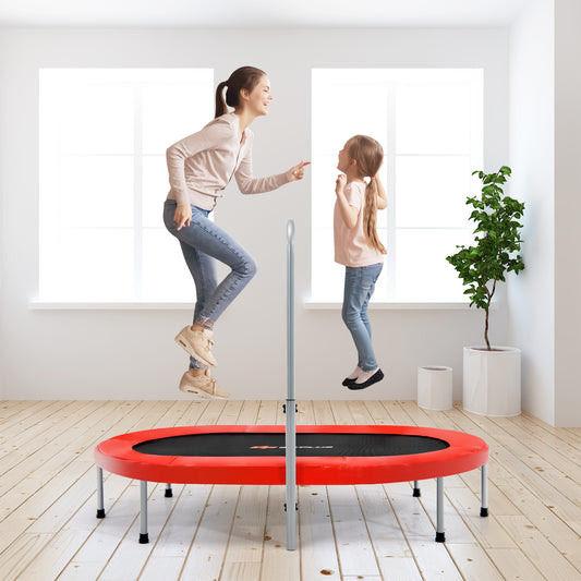 Infans 50 inch Trampoline for 2 People Foldable Rebouncer w/Adjustable Handrail Red