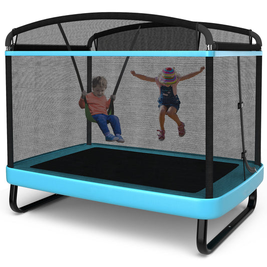 Infans 6FT Kids Recreational Trampoline W/Swing Safety Enclosure Indoor/OutdoorBlue