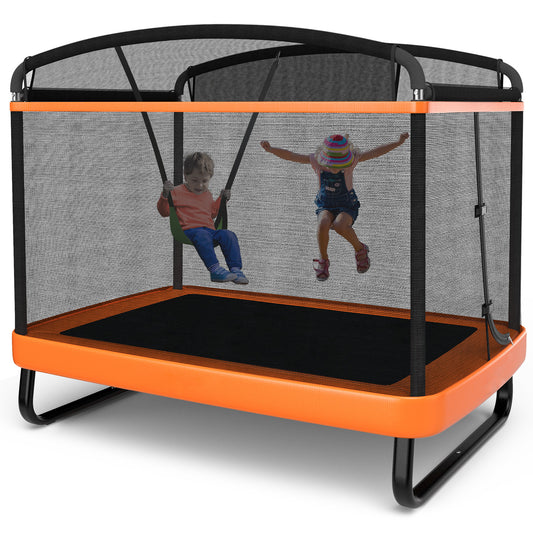 Infans 6FT Kids Recreational Trampoline W/Swing Safety Enclosure Indoor/OutdoorOrange