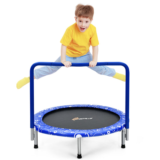 Infans 36 inch Kids Trampoline Rebounder W/Full Covered Handrail & Pad Indoor Outdoor Blue