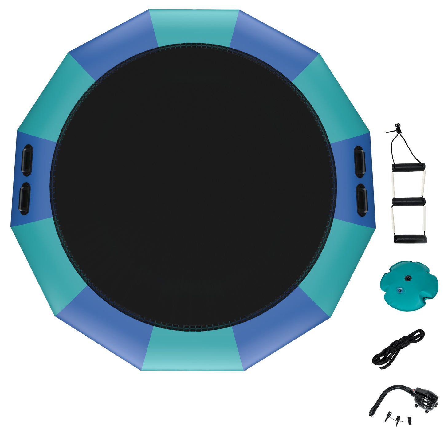 Infans 15FT Inflatable Water Bouncer Splash Padded Water Trampoline Blue & Green