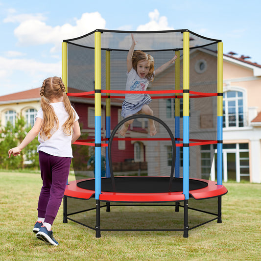 Infans 55 inch Kids Trampoline Recreational Bounce Jumper W/Safety Enclosure Net Heavy-duty