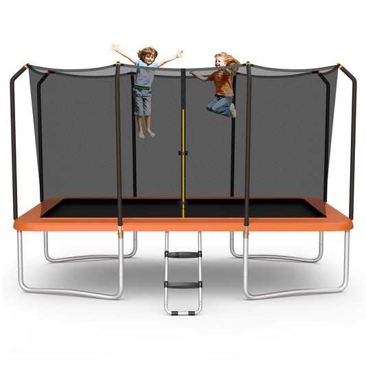 Infans 8x14FT Rectangular Recreational Trampoline W/Safety Enclosure Net Ladder OutdoorOrange