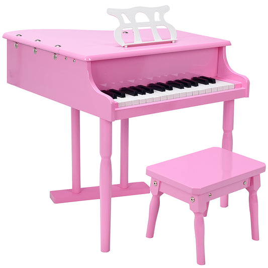 Infans Childs 30 key Toy Grand Baby Piano w/Kids Bench Wood Pink Christmas Gift